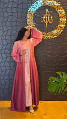 Pink Mirage Ombre Satin Abaya Set