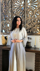 Silver Haze Ombre Satin Abaya Set