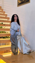 Silver Haze Ombre Satin Abaya Set