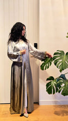 Silver Haze Ombre Satin Abaya Set