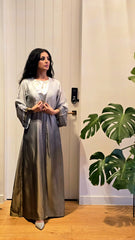 Silver Haze Ombre Satin Abaya Set