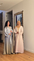 Silver Haze Ombre Satin Abaya Set