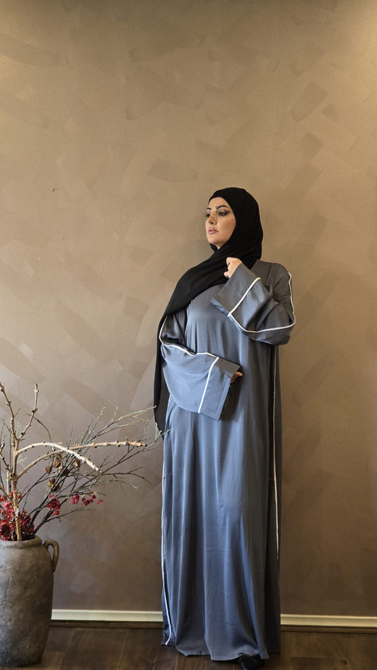 Grey veil closed abaya