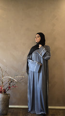 Grey veil closed abaya