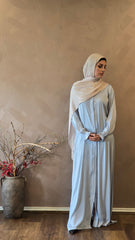 Classic Baby Blue Abaya with elastic cuffs