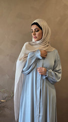 Classic Baby Blue Abaya with elastic cuffs