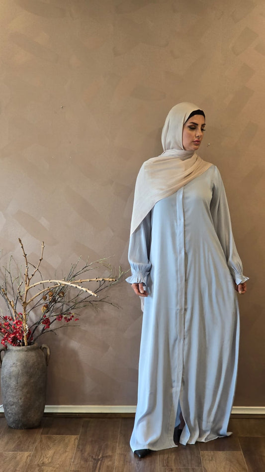 Classic Baby Blue Abaya with elastic cuffs