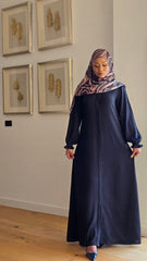 Classic Black Front Open Abaya