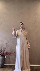 Classic Light Peach Abaya with elastic cuffs