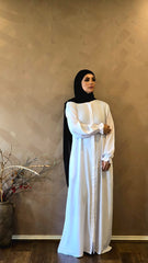 Classic White Abaya with elastic cuffs