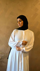 Classic White Abaya with elastic cuffs
