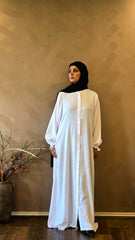 Classic White Abaya with elastic cuffs