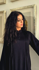 Pleated Black Closed Abaya