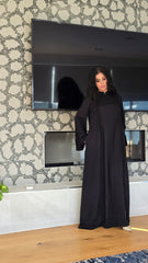 Pleated Black Closed Abaya