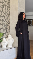 Pleated Black Closed Abaya