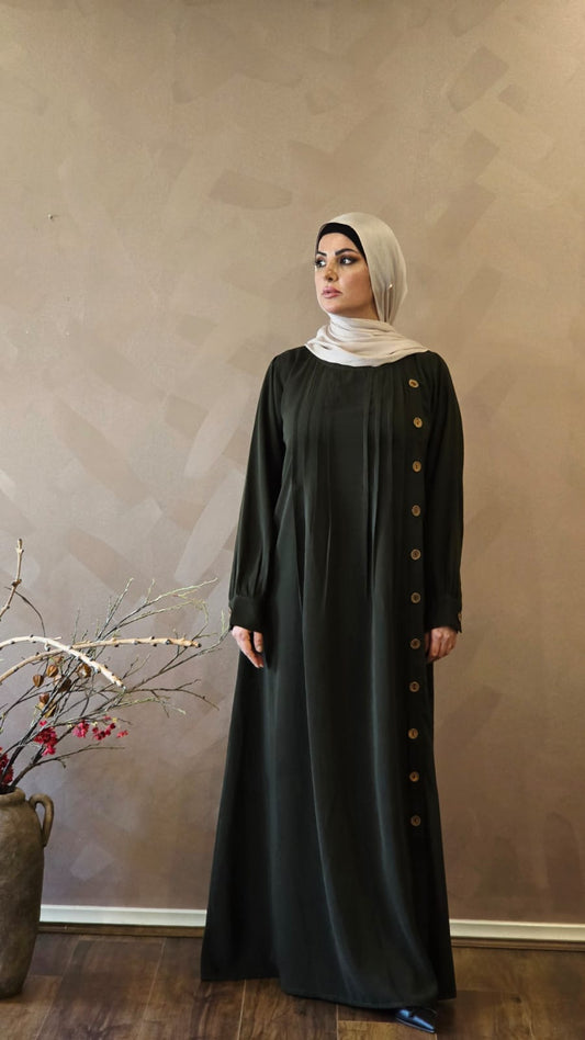 Olive Pleated Abaya