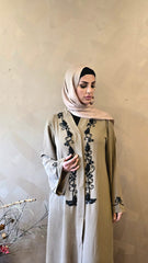 Beige Beaded Embroidered Abaya