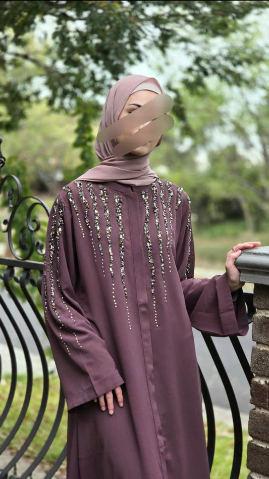 Grape Stonework Luxury Abaya
