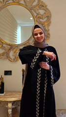 Pearl beaded black abaya