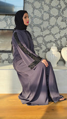 Dark Purple Beaded Luxury Abaya