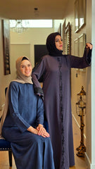 Dark Purple Beaded Luxury Abaya
