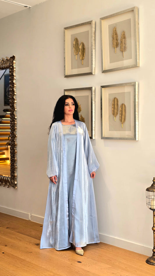 Powder Blue Organza Abaya Set