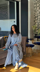 Powder Blue Organza Abaya Set