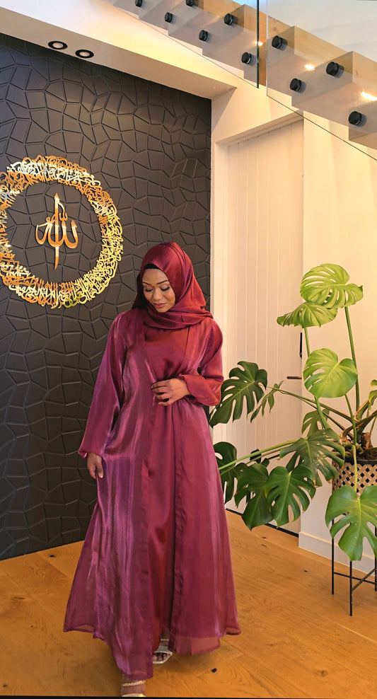 Rose Organza Abaya Set