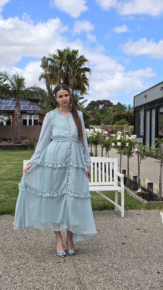 Powder Blue Frill Detail Dress