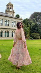 Peach Bloom Lace Tiered Dress