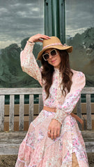 Peach Bloom Lace Tiered Dress