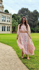 Peach Bloom Lace Tiered Dress