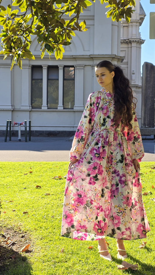 Pink Bloom Garden Maxi Dress