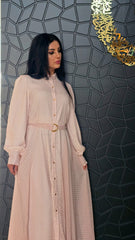 Peach Check Shirt Dress