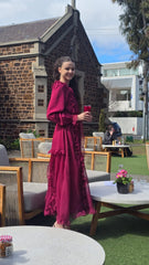 Burgundy Blossom Maxi Dress