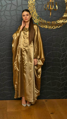 Gold Butterfly Satin Abaya