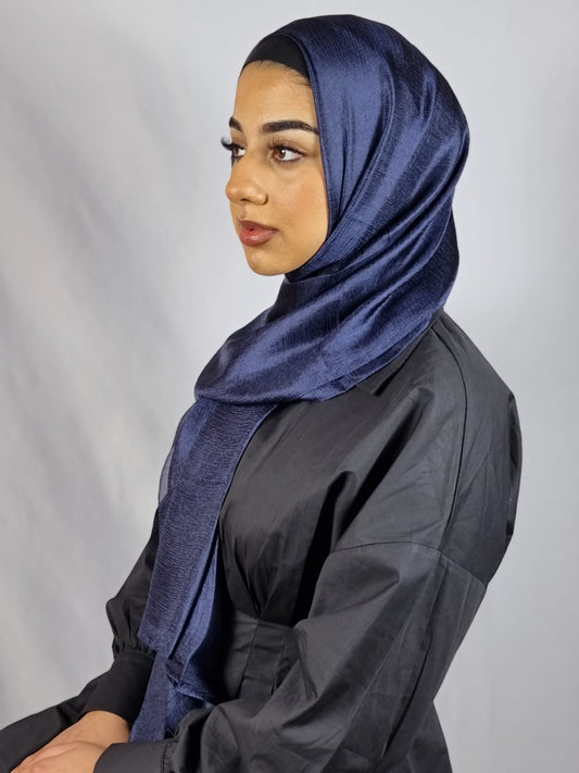 Silk Linen Hijab Navy
