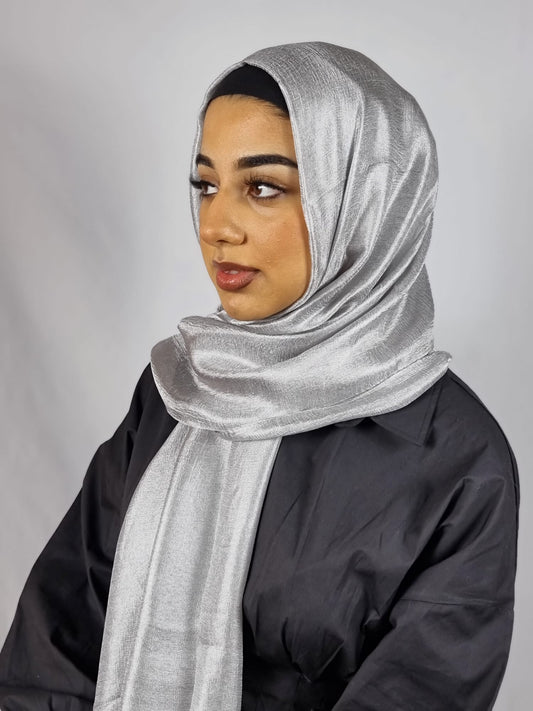 Silk Linen Hijab Silver