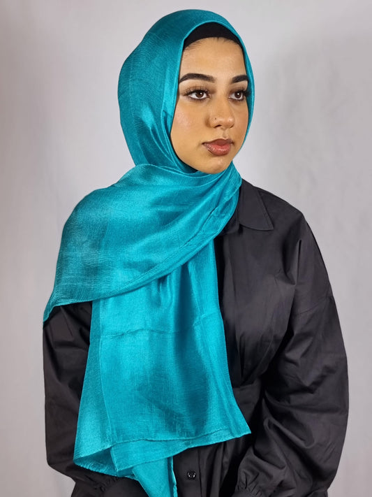 Silk Linen Hijab Tiffany Blue