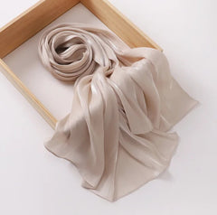 Pearl Beige Shimmer Chiffon Silk Hijab