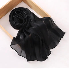 Black Shimmer Chiffon Silk Hijab