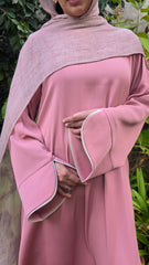 Blush Pink Piped Closed Abaya
