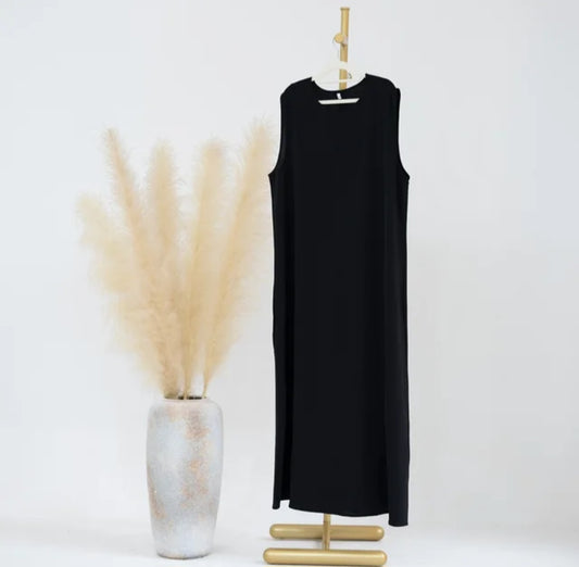 Black Nida Abaya Inner Dress
