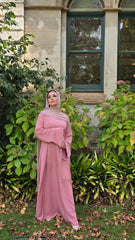 Blush Pink Piped Closed Abaya