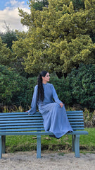 Bluish Grey Pleated Grace Abaya