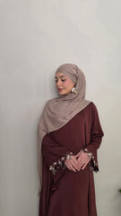 Chocolate Floral Lace Abaya Set