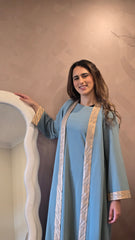 Powder Blue Lace Panel Abaya