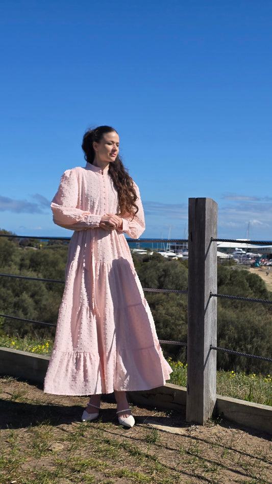 Soft Blush Tiered Dress