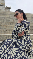 Navy Botanical Maxi Dress