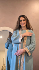 Powder Blue Lace Panel Abaya